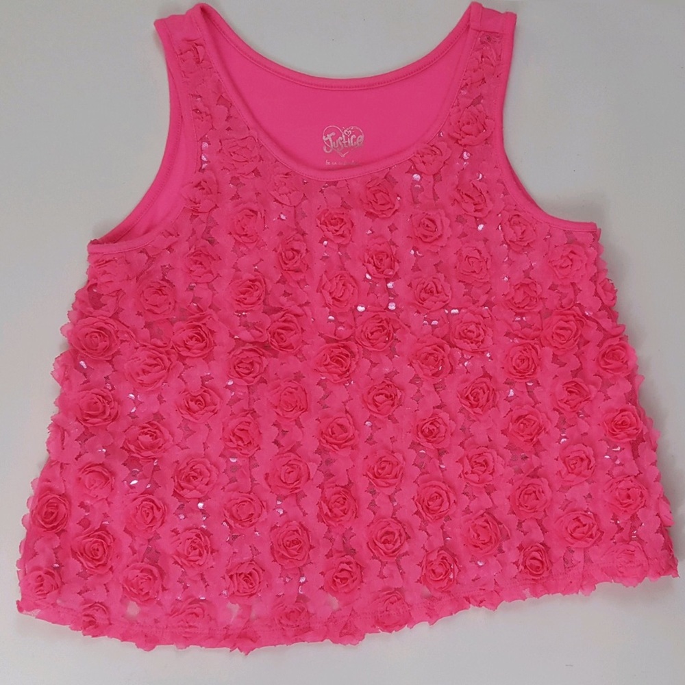 🌹Hot Pink Justice Rosette Tank🌹